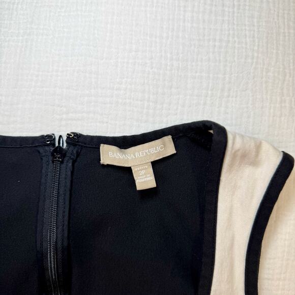 Banana Republic Sloan Colorblock Dress Black Cream Women’s 2P Petite Officewear - Picture 8 of 16
